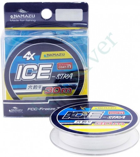 Шнур плетеный Namazu Ice-Stra 4Х, L-30 м, d-0,08 мм, test-5,3 кг, белый/560/200/
