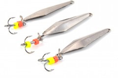 Блесна вертикальная Яман Скат с тройником ,размер 33 мм, вес 2,7 г, цвет никель (уп.3 шт.)/150/