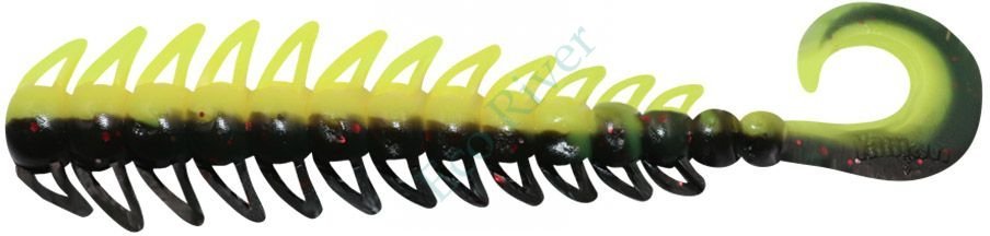 Твистер Yaman PRO Ruff, р.4 inch, цвет #32 - Black Red Flake/Chartreuse (уп. 5 шт.)