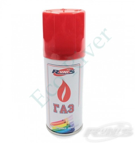 Газ для зажигалок Runis, метал. баллон, 140 мл, белый (с насадками)/36/