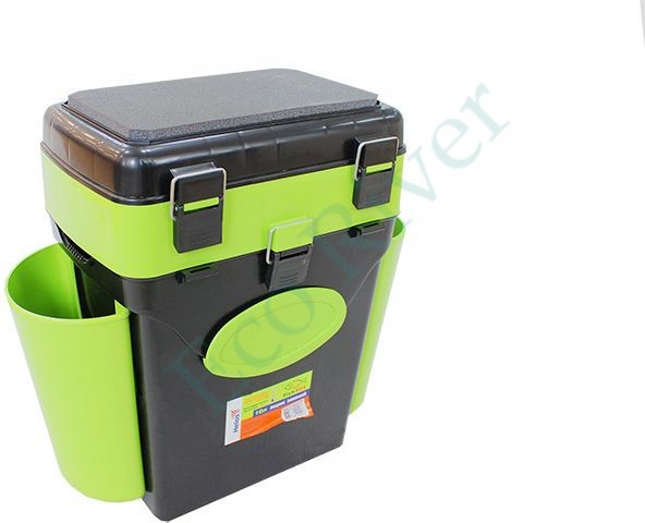 Ящик для зимней рыбалки FishBox Helios с навесными карманами, 10 л, зеленый/4/