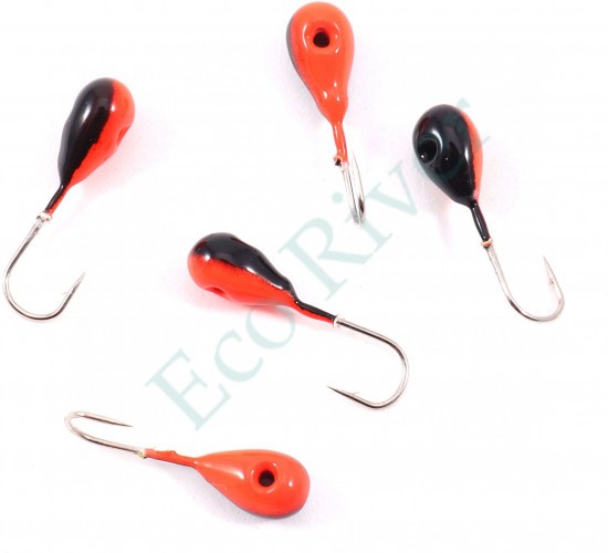 Мормышка вольфрамовая Яман Капля с отв, р.3, вес 0,30,цв.черн/кр.(уп.5 шт.)