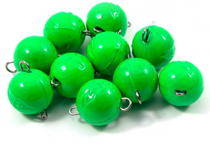 Груз Чебурашка окрашенный разборный Яман (10 шт.) - 18 гр., зелёный/250/