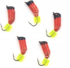 Мормышка вольф. безнасадочная Яман Ручейник №6, d-2.5 мм, L-8.5 мм, вес 0,45 гр., фц. желтый кубик