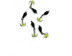 Мормышка вольф. безнасадочная Яман Дьявол с подвесным тройником, d-3 мм, вес 0,6 г, капля с глазко