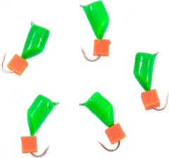 Мормышка безнасад. Яман Гвоздекубик зелёный, d-4 мм, вес 1,2 г, ядреный кубик красный (уп. 5 шт.)