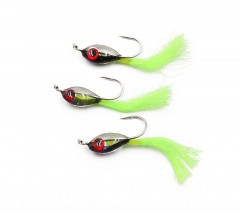 Мормышка Яман Подсадка малек с ушком, L-11 мм, вес 0,16 г, кр. №10, цв. зеленый (уп. 3 шт.)