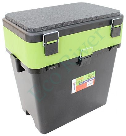 Ящик для зимней рыбалки FishBox Helios с навесными карманами, 19 л, зеленый/4/