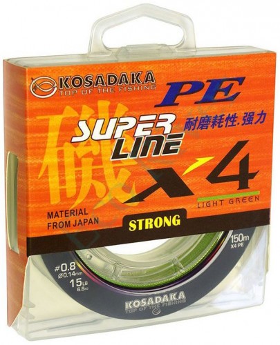 Леска плетёная Kosadaka Super PE X4 light green 0.12 150м