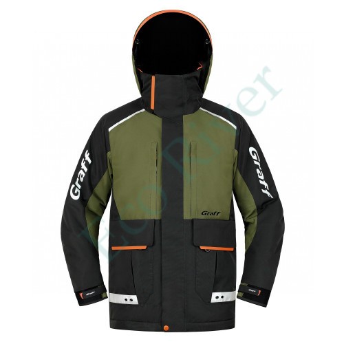 Костюм рыболовный Graff зимний (поплавок, до -15 гр.) размер 3XL/182-188 (Bratex 8000, черно-оливковый)