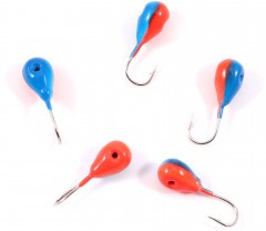 Мормышка вольфрамовая Яман  Капля с отв, р.3,5, вес 0,60,цв.красно-синий.(уп.5 шт.)