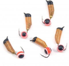 Мормышка вольф. безнасадочная Яман Ручейник №7, d-2,5 мм, L-9.5 мм, вес 0,90 гр., рыбий глаз, цв.