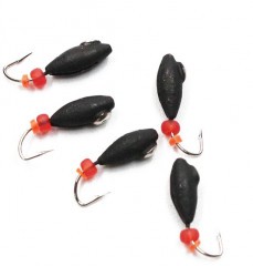 Мормышка вольфрамовая Яман  Овсинка с коронкой из никеля, d-4 мм, вес 1,0 г, бисер и кембрик, цв. флуор. кра