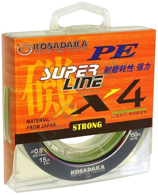 Леска плетёная Kosadaka Super PE X4 light green 0.16 150м