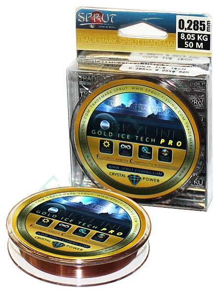 Леска Sprut Skyline Fluorocarbon Composition IceTech PRO gold 0.185 50м