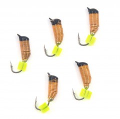 Мормышка вольф. безнасадочная Яман Ручейник №7, d-2,5 мм, L-9.5 мм, вес 0,90 гр., фц. желтый кубик