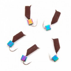 Мормышка безнасад. Яман Гвоздекубик матовый шоколад, d-3 мм, вес 0,85 г, кубик хамелеон (уп. 5шт)