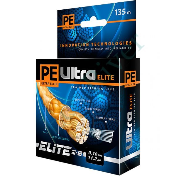 Леска плетёная Aqua Pe Ultra Elite Z-8 оливк. 0.50мм 135м