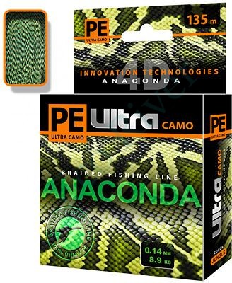 Леска плетёная Aqua Pe Ultra Anaconda Camo Jungle 0.25 135м