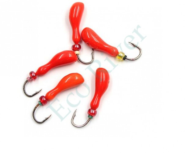 Мормышка литая Яман Мотылек, вес 0,5 гр., кр. Kumho №57, цв. фц. красный (уп. 5 шт.)