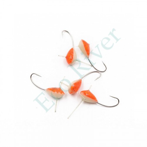 Мормышка полимерная Яман Капля с отверстием, кр. №14, цв. фосфор-оранж. (уп. 5 шт.)