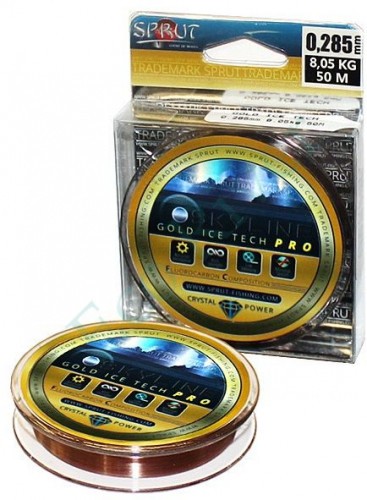 Леска Sprut Skyline Fluorocarbon Composition IceTech PRO gold 0.235 50м