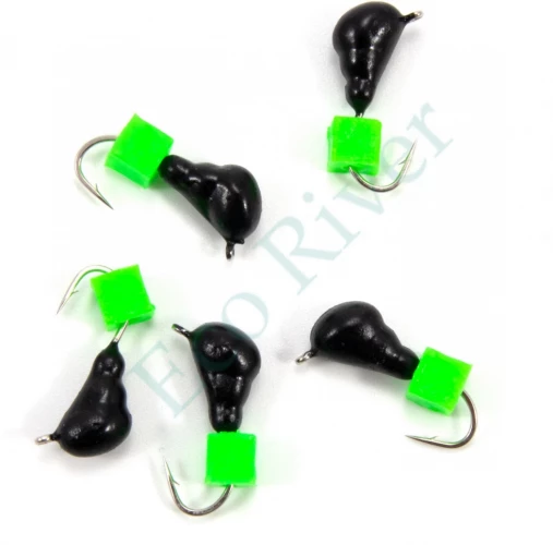 Мормышка безнасад. Яман Муравей с ушком, вес 0,8 г, ядреный кубик зелёный (уп. 5 шт.)