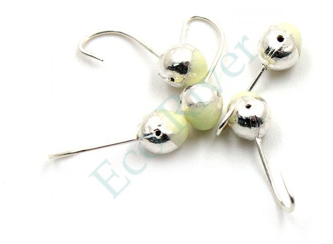 Мормышка Яман шар с отв.,цв.SILVER PLATED, с фосф. пяткой, d 6, вес 1,2 г (уп. 5 шт.)