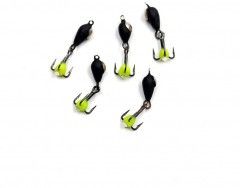 Мормышка вольф. безнасадочная Яман Дьявол с коронкой из никеля и подвесным тройником, d-3 мм, вес