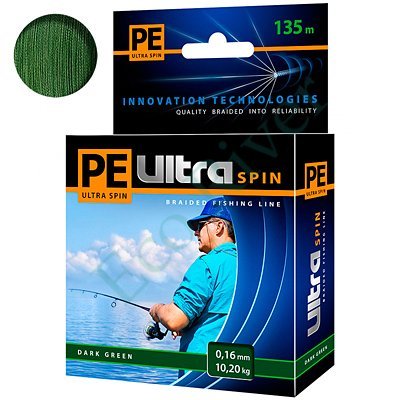 Леска плетёная Aqua Pe Ultra Spin dark green 0.25мм 100м