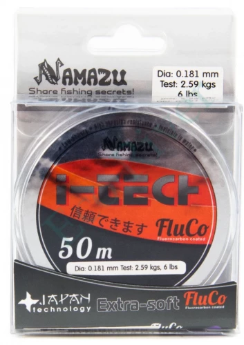Леска Namazu I-Tech Fluco, L-50 м, d-0,181 мм, test-2,59 кг, прозрачная/10/