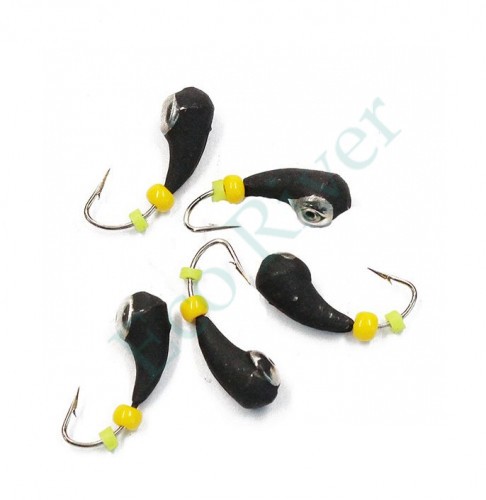 Мормышка вольфрамовая Яман Уралка с отв. с коронкой из никеля, d-3 мм, вес 0,5 г, бисер и кембрик, цв. флуо