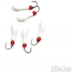 Мормышка литая Яман Мотылек, вес 0,5 гр., кр. Kumho №57, цв. бел. с/накопит. (уп. 5 шт.)