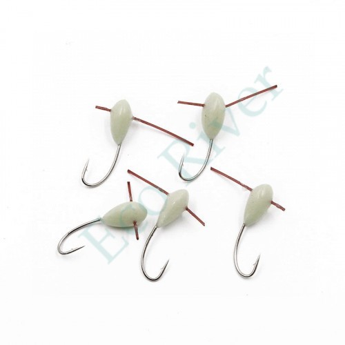 Мормышка полимерная Яман Капля с отверстием, кр. №14, цв. фосфор (уп. 5 шт.)