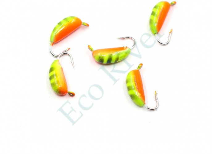 Мормышка вольфрамовая Яман Банан с ушк, р.2,50,вес 0,70,цв.аргиана(уп.5 шт.)