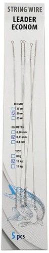 Поводок струна Namazu Leader, d-0,40 мм, L-15 см, test- 17 кг (уп. 5 шт.)/1500/