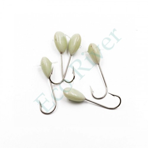 Мормышка полимерная Яман Капля с отверстием, кр. №6, цв. фосфор (уп. 5 шт.)