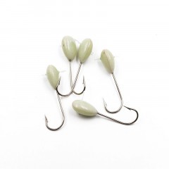 Мормышка полимерная Яман Капля с отверстием, кр. №6, цв. фосфор (уп. 5 шт.)