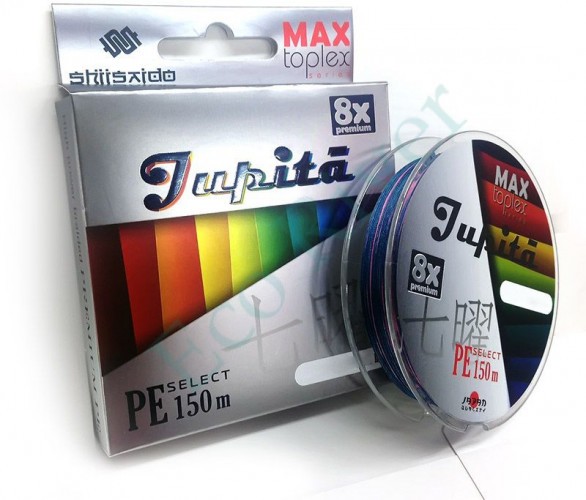 Шнур плетеный Shii Saido Jupita 8X, L-150 м, d-0,104 мм, test-4,53 кг, multicolor/10/100/