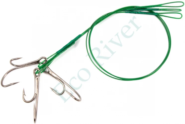 Поводок стальной Namazu Leader 1х7 Nylon Coated Green, d-0,39 мм, L-20 см, с живцовым крючком 4715 D