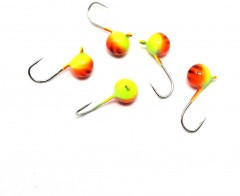 Мормышка вольфрамовая Яман  Шар с ушк, р.6,вес 2,20 цв.желт.-оранж.(уп.5 шт.)