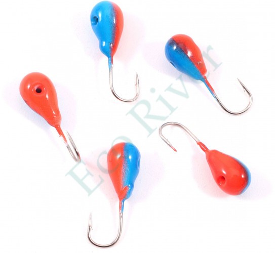 Мормышка вольфрамовая Яман Капля с отв, р.4, вес 0,90,цв,красно-синий.(уп.5 шт.)