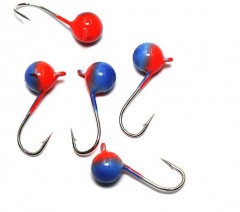 Мормышка вольфрамовая Яман  Шар с ушк, р.5,вес 1,20 цв.красно-синий(уп.5 шт.)