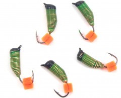 Мормышка вольф. безнасадочная Яман Ручейник №7, d-2,5 мм, L-9.5 мм, вес 0,90 гр., фц. красный куби