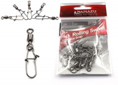 Вертлюг с застежкой Namazu ROLLING SWIVEL WITH NICE SNAP, цв. BN, р. 3, test-57 кг (уп.10 шт)/1000/