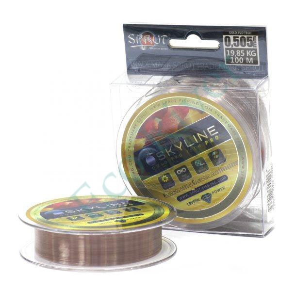 Леска Sprut Skyline Fluorocarbon Composition EvoTech PRO gold 0.165 100м