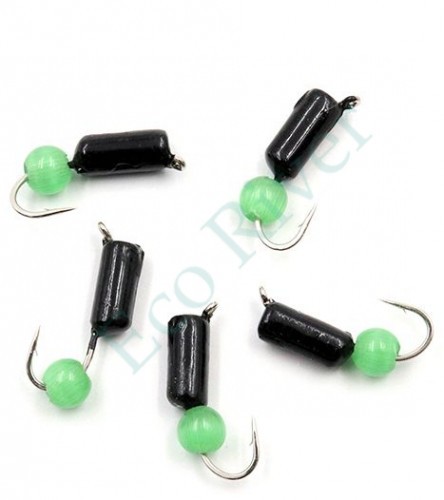 Мормышка безнасадочная Яман Гвоздешарик черный, d-3 мм, вес 0,85 г, кошачий глаз зеленый (уп. 5 шт