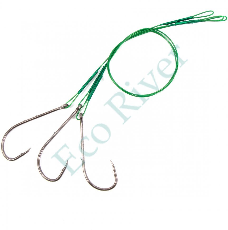 Поводок стальной Namazu Leader 1х7 Nylon Coated Green, d-0,42 мм, L-20 см, с одинарным крючком 92247