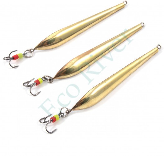 Блесна вертикальная Яман Судачья с тройником,размер 65 мм, вес 8,5 г, цвет латунь (уп.3 шт.)/150/