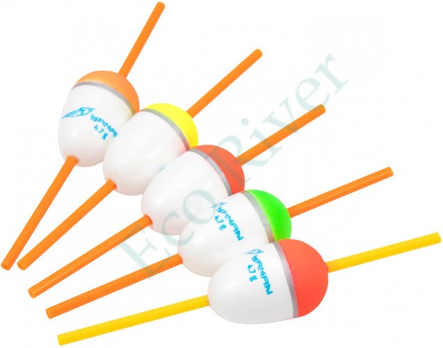 Поплавок Яман Бочонок сквозной, пенопласт, 4,7 г, цвет в ассорт. (уп. 5 шт)/700/